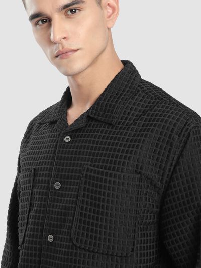 Black Bubble Textured Shacket Black Bubble Textured Shacket