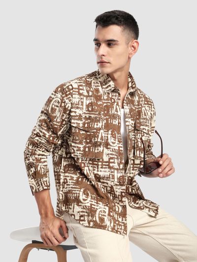 Brown Crush Print Shirt