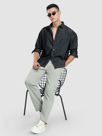 Black Striped Corduroy Shirt