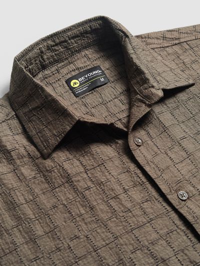 Brown Textured Jacquard Shirt Brown Textured Jacquard Shirt