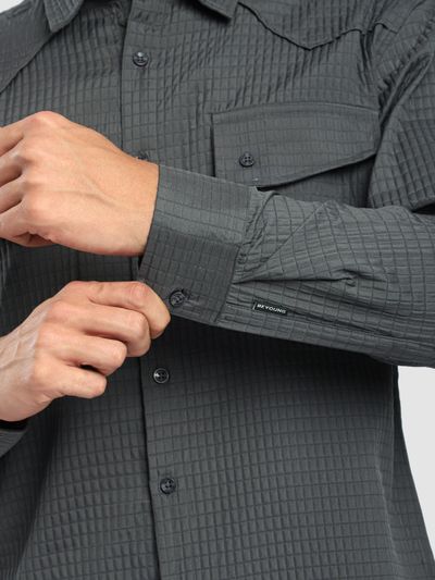 Dark Grey Textured Western Shirt Dark Grey Textured Western Shirt