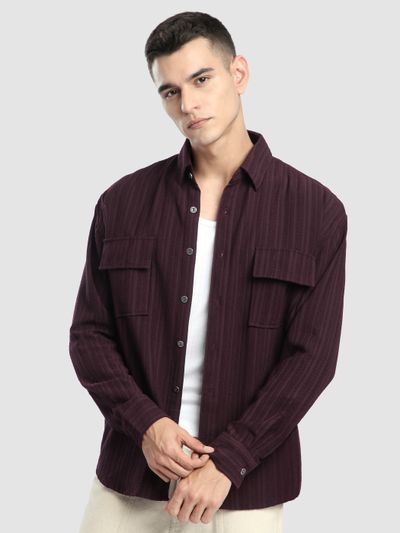 French Wine Structured Stripe Shirt French Wine Structured Stripe Shirt