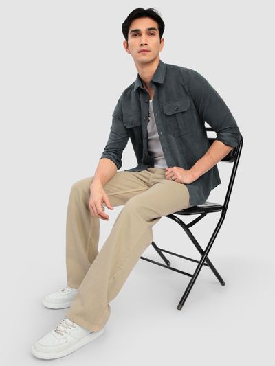 Grey Panel Suede Shirt Grey Panel Suede Shirt