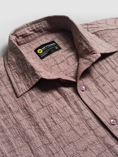 Mauve Textured Jacquard Shirt