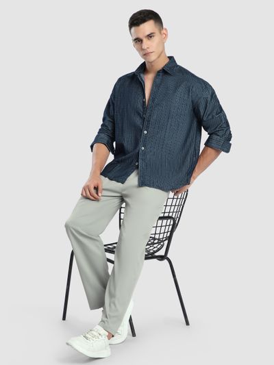 Navy Striped Corduroy Shirt Navy Striped Corduroy Shirt