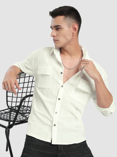 White Structured Stripe Shirt White Structured Stripe Shirt
