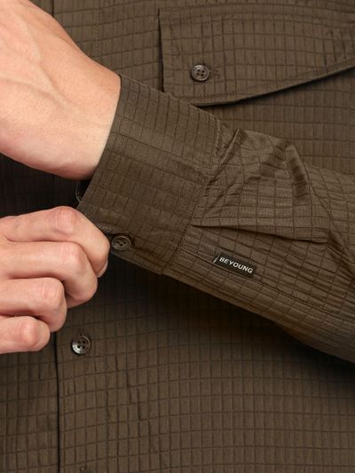 Wood Brown Textured Western Shirt