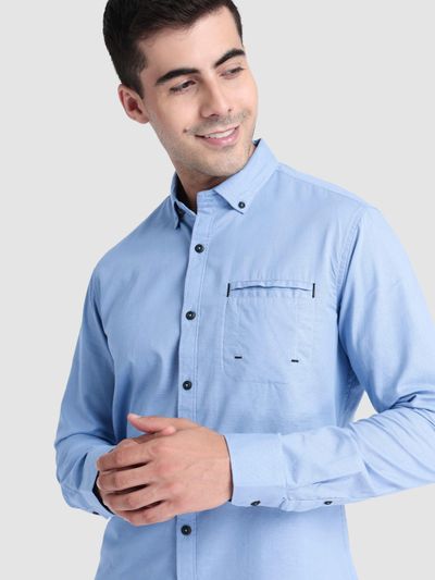 Arctic Blue Linen Blend Shirt for Men