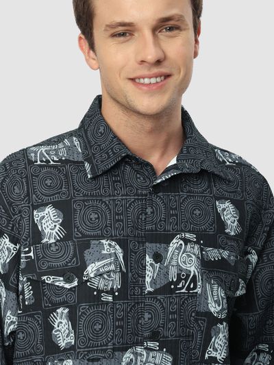 Black Tribal Print Shacket Black Tribal Print Shacket