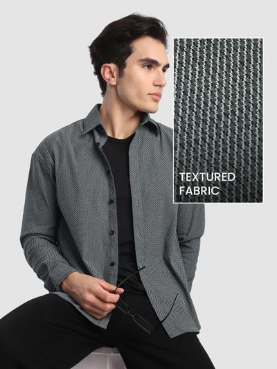 Blue Structured Full Sleeve Shirt Blue Structured Full Sleeve Shirt