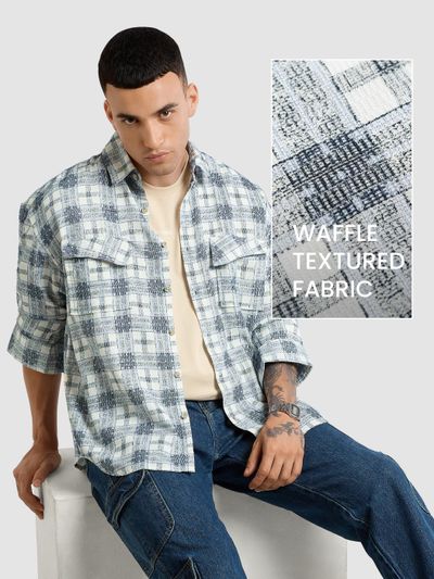 Blue Waffle Plaid Shirt best shirts men,