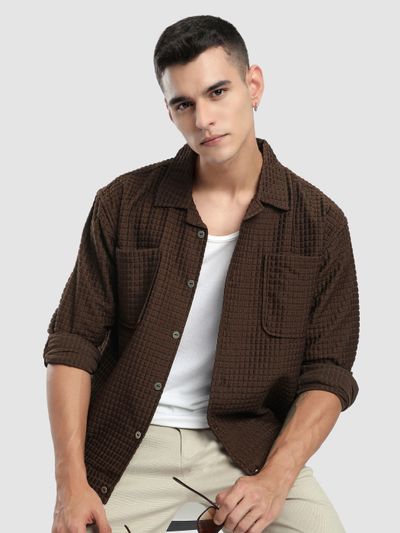 Brown Bubble Textured Shacket Brown Bubble Textured Shacket