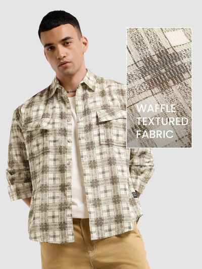 Brown Waffle Plaid Shirt buy men's trendy shirts,