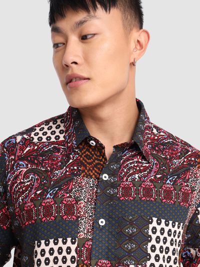 Multicolor Patchwork Hawaiian Shirt