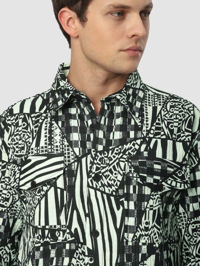 White and Black Abstract Print Shacket White and Black Abstract Print Shacket