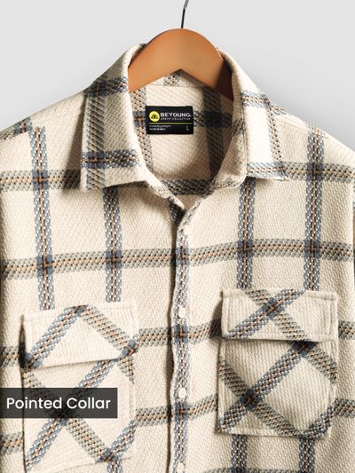 Beige Cotton Flannel Overshirt Beige Cotton Flannel Overshirt