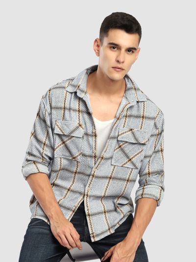 Blue Cotton Flannel Overshirt Blue Cotton Flannel Overshirt