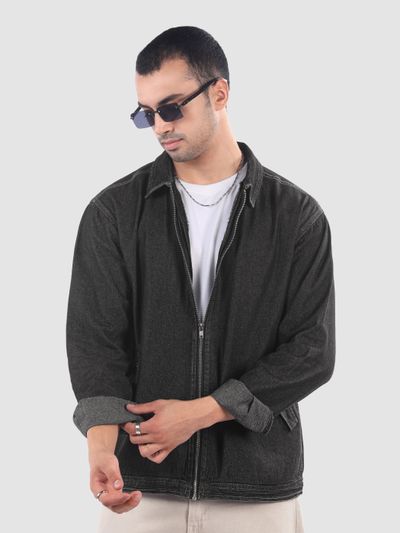 Black Denim Zipper Shacket Black Denim Zipper Shacket