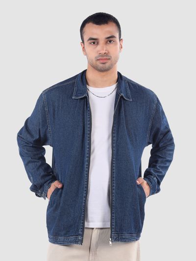 Blue Denim Zipper Shacket Blue Denim Zipper Shacket