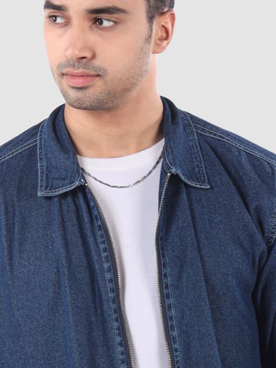 Blue Denim Zipper Shacket Blue Denim Zipper Shacket