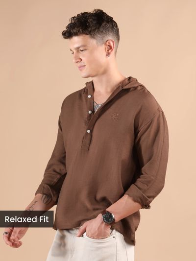 Brown Hooded Shirt