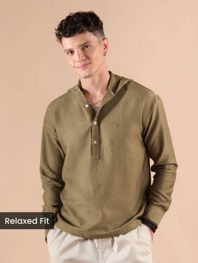 Khaki Hooded Shirt
