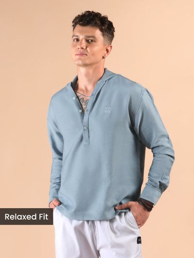 Light Blue Hooded Shirt