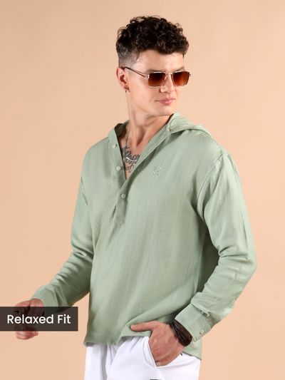Sage Green Hooded Shirt