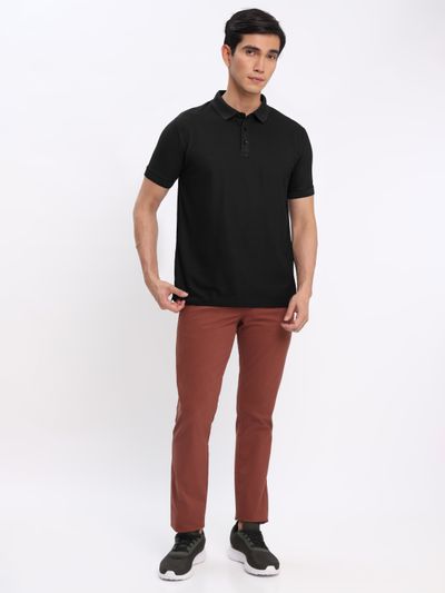 Buy Black and Lush Green Polo T shirt with Caramel Brown Chinos