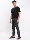 Black Plain T-shirt with Dark Grey Pyjama: Pack of 2