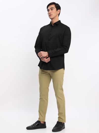 Black Shirt with Camel Beige Chinos Pack of 2