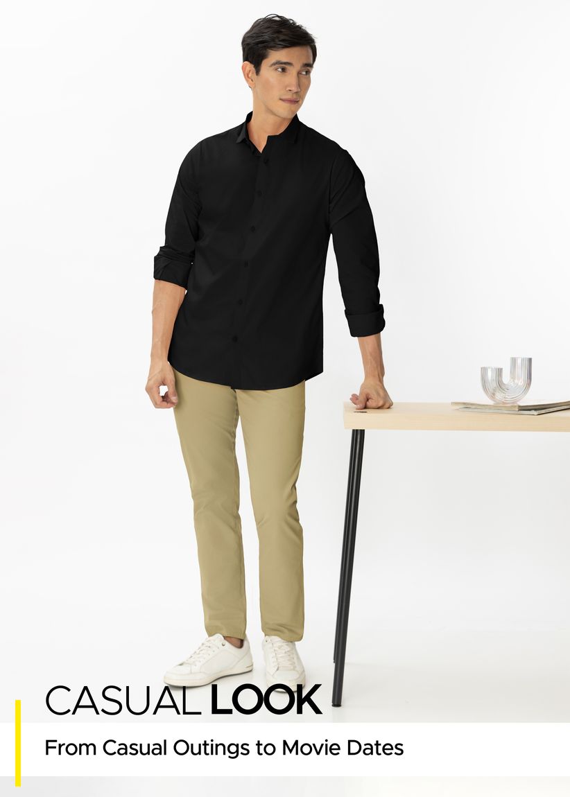 Black shirt beige online chinos