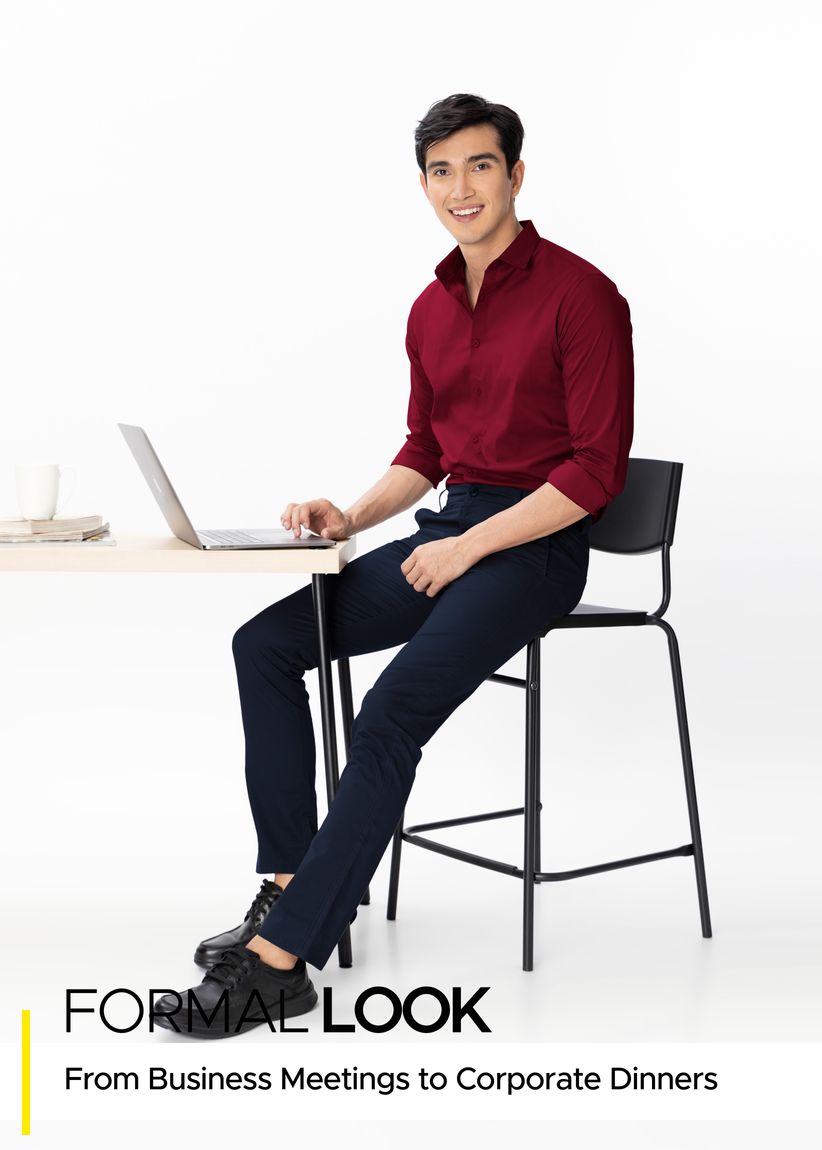 Buy Burgundy Shirt with Midnight Blue Chinos: Pack of 2 Online in India ...