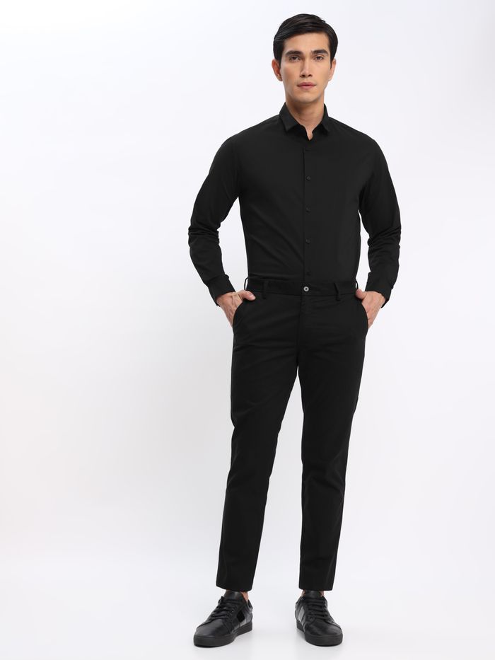 Peach and Black Shirt with Black Chinos: Pack of