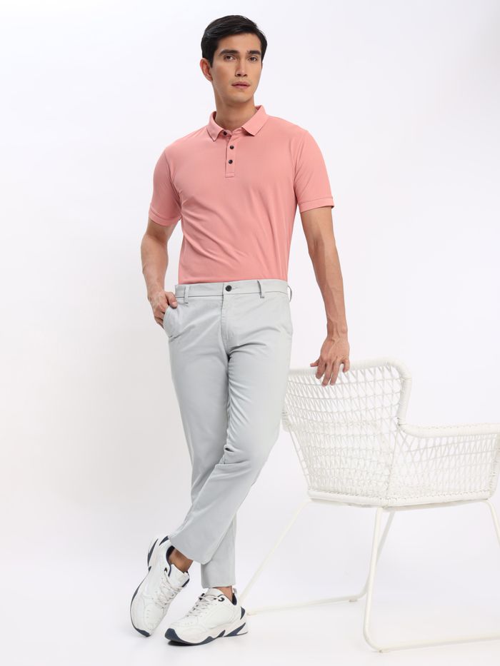 Buy Rose Pink Polo T shirt with Slivery White Chinos Pack of 2