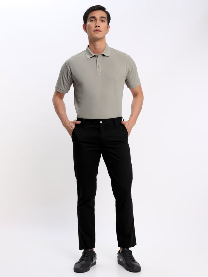 Grey polo cheap black pants