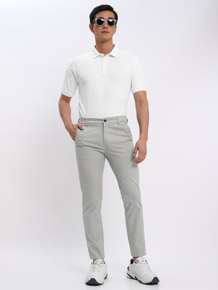 White and Navy Blue Polo T shirt with Space Grey Chinos Pack of 3