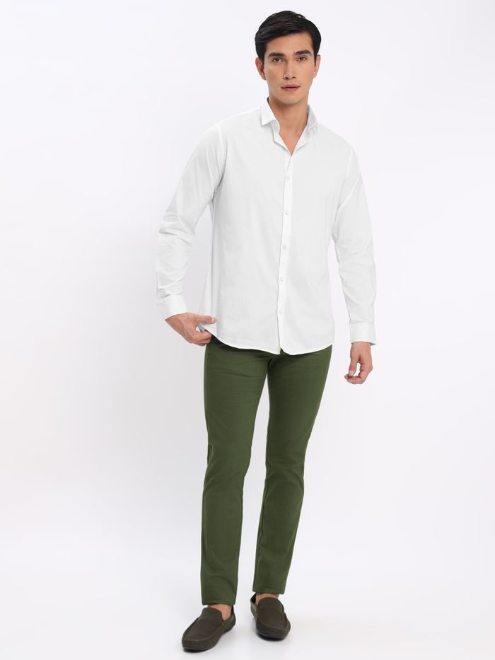 White shirt new arrivals and green chinos