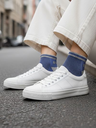 Navy Blue Striped Unisex Socks