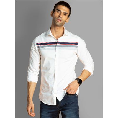 White shirt with horizontal stripes clearance