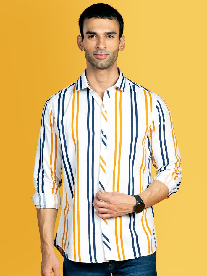 blue and yellow shirt mens