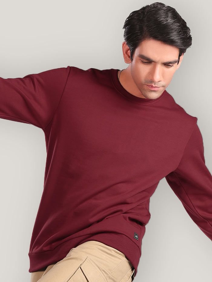 Plain Red Wine Men Sweatshirts