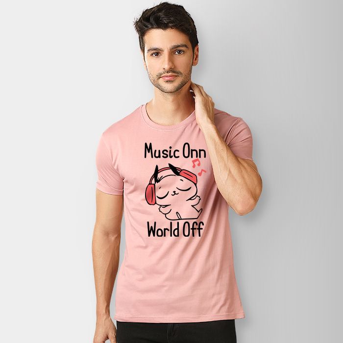 Buy Music On World Off T-shirt for Men 