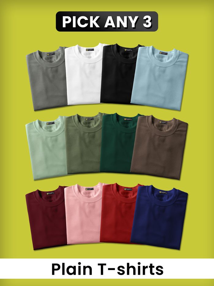 latest plain tshirts combo online at beyoung, 