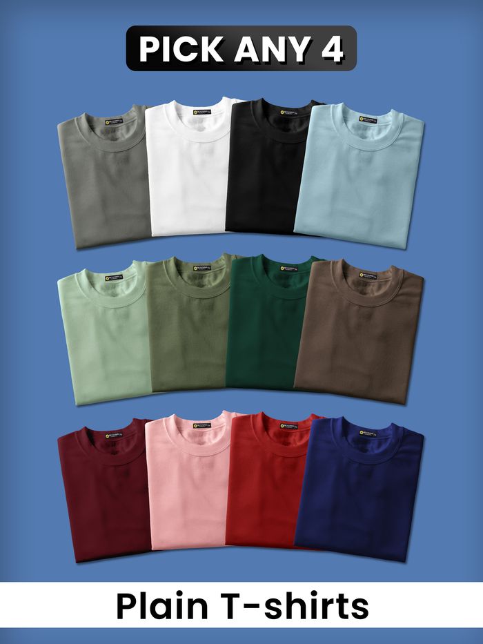 Buy Pick Any 4 Plain T-shirts Combo Online