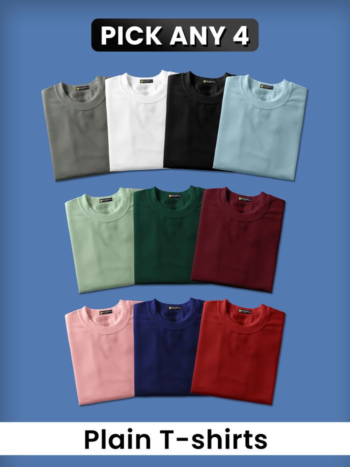 Buy best plain t-shirt combos for men online, 