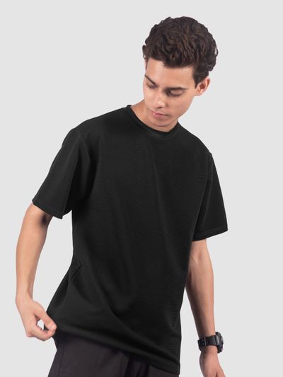 Black Jacquard Striped T-Shirt