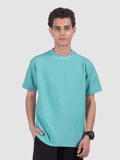 Pool Blue Jacquard Striped T-Shirt