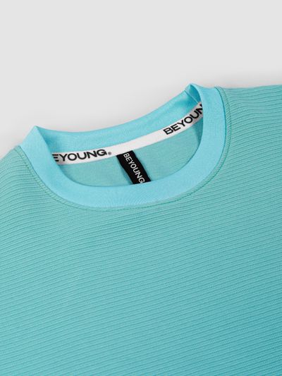 Pool Blue Jacquard Striped T-Shirt