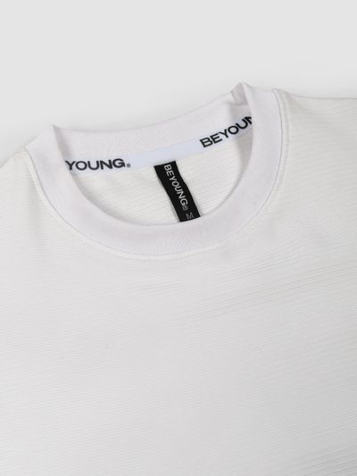 White Jacquard Striped T-Shirt